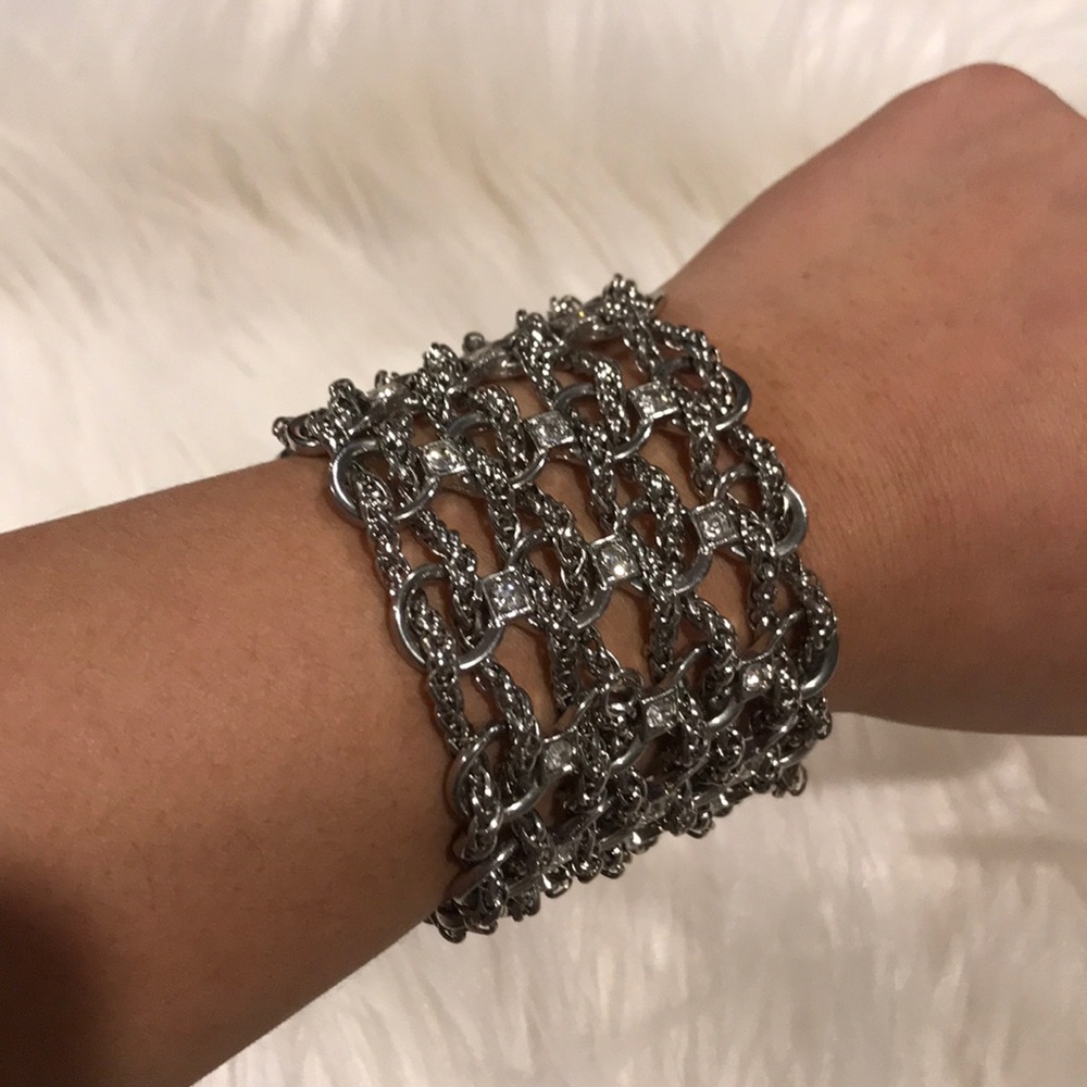Guess Silver Bracelet with Rhinestones
